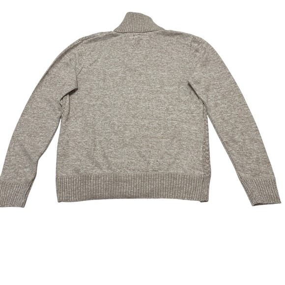 Buffalo David Britton Sweater Mens L Tan Cable Knit Mock Neck 1/4 Button Preppy - Picture 2 of 14